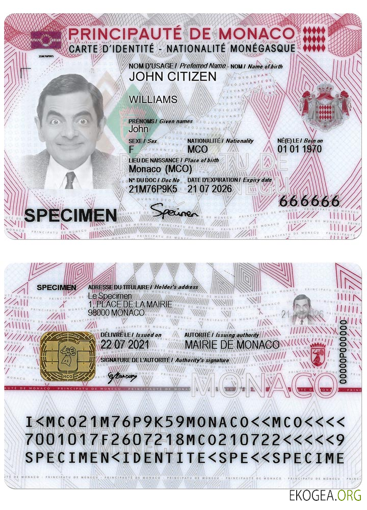 Carte d'identité MONACO